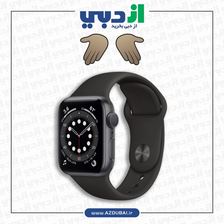 اپل واچ سری 6 آلومینیوم خاکستری با بند اسپرت سیلیکون مشکی