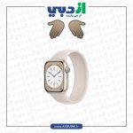 عکس اپل واچ سری ۸ بدنه آلومینیوم استارلایت با بند استارلایت-۴۱ میلی متری