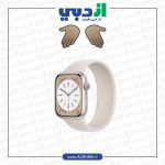 عکس اپل واچ سری ۸ بدنه آلومینیوم استارلایت با بند استارلایت-۴۵ میلی متری
