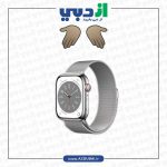 عکس اپل واچ سری 8 بدنه استیل میلانس لوپ سیلور 45 میلی متری