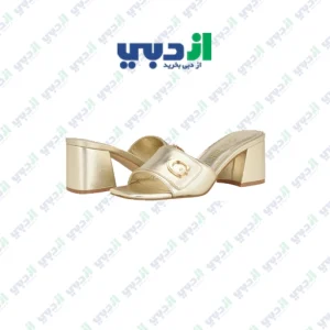 صندل زنانه پاشنه دار GUESS مدل Gallai رنگ طلایی