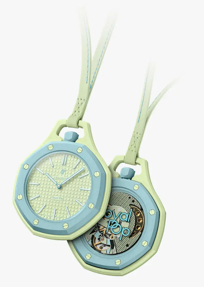 ساعت جیبی Swatch x AP مدل Royal Pop BLAUE ACHT Blue/Light Green